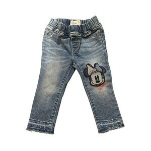 Gap Disney Minnie Mouse Denim Jeans Toddler Girl 2T Stretch Embroidered 8"x10"